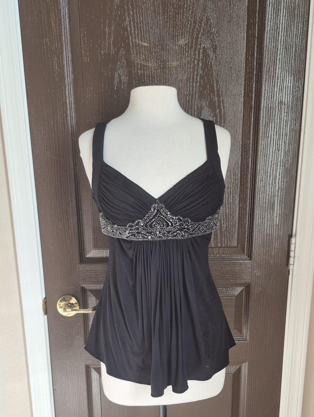 Sky Black Jeweled Top Nwot
